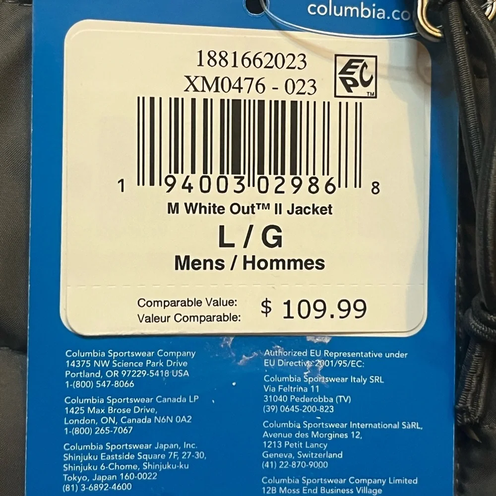 🌟SOLD🌟Columbia White Out Men’s Large Jacket Omni-Heat Thermal Reflective Lining - Picture 7 of 9